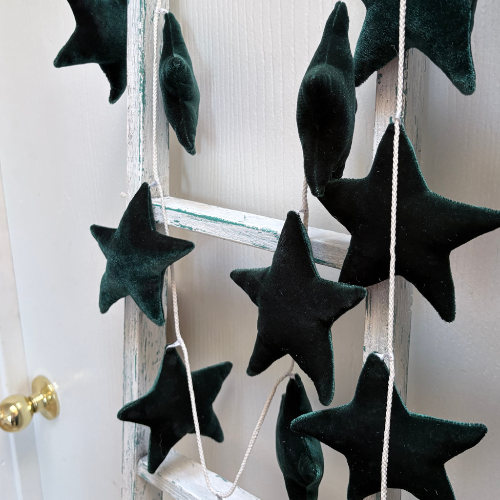 Hunter Green Velvet Star Garland