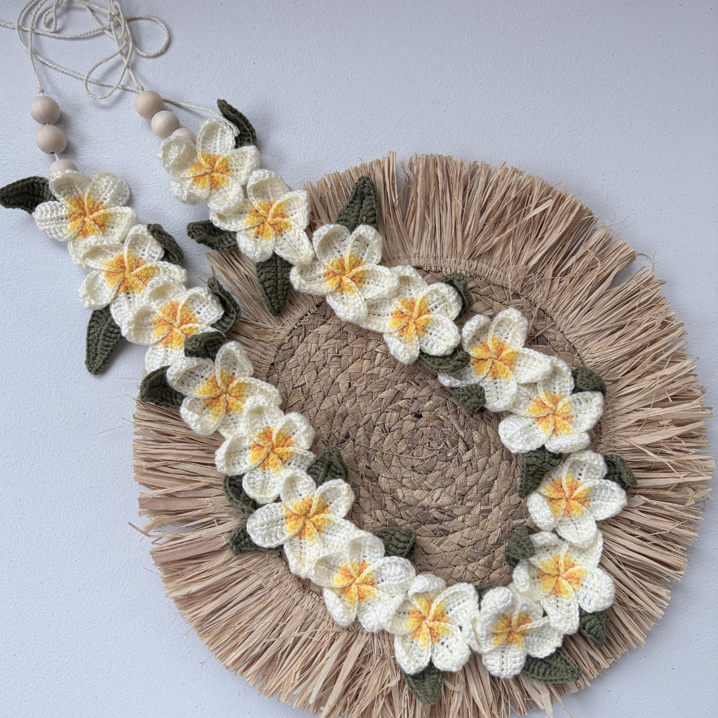 Yellow Crochet Plumeria Lei