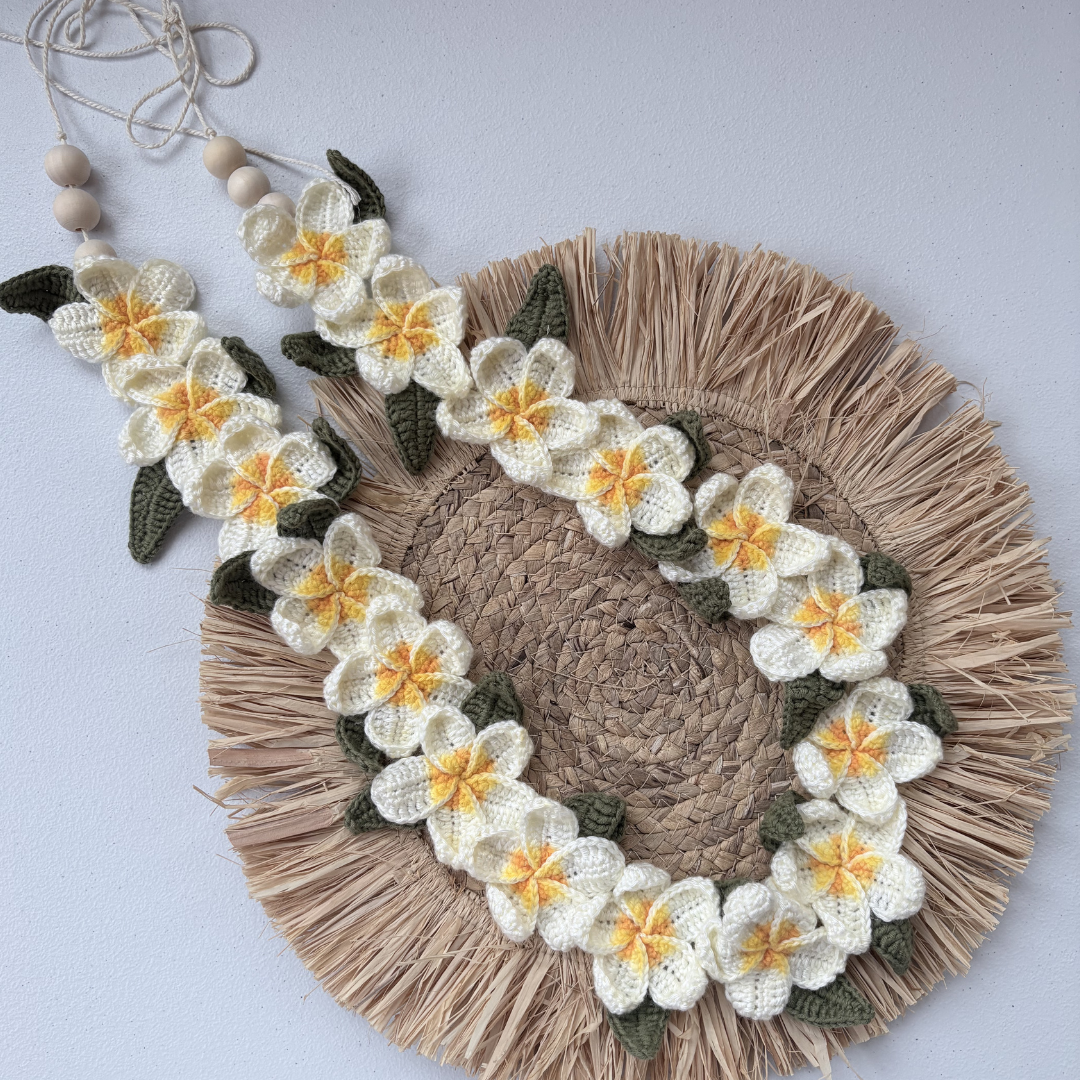 Yellow Crochet Plumeria Lei