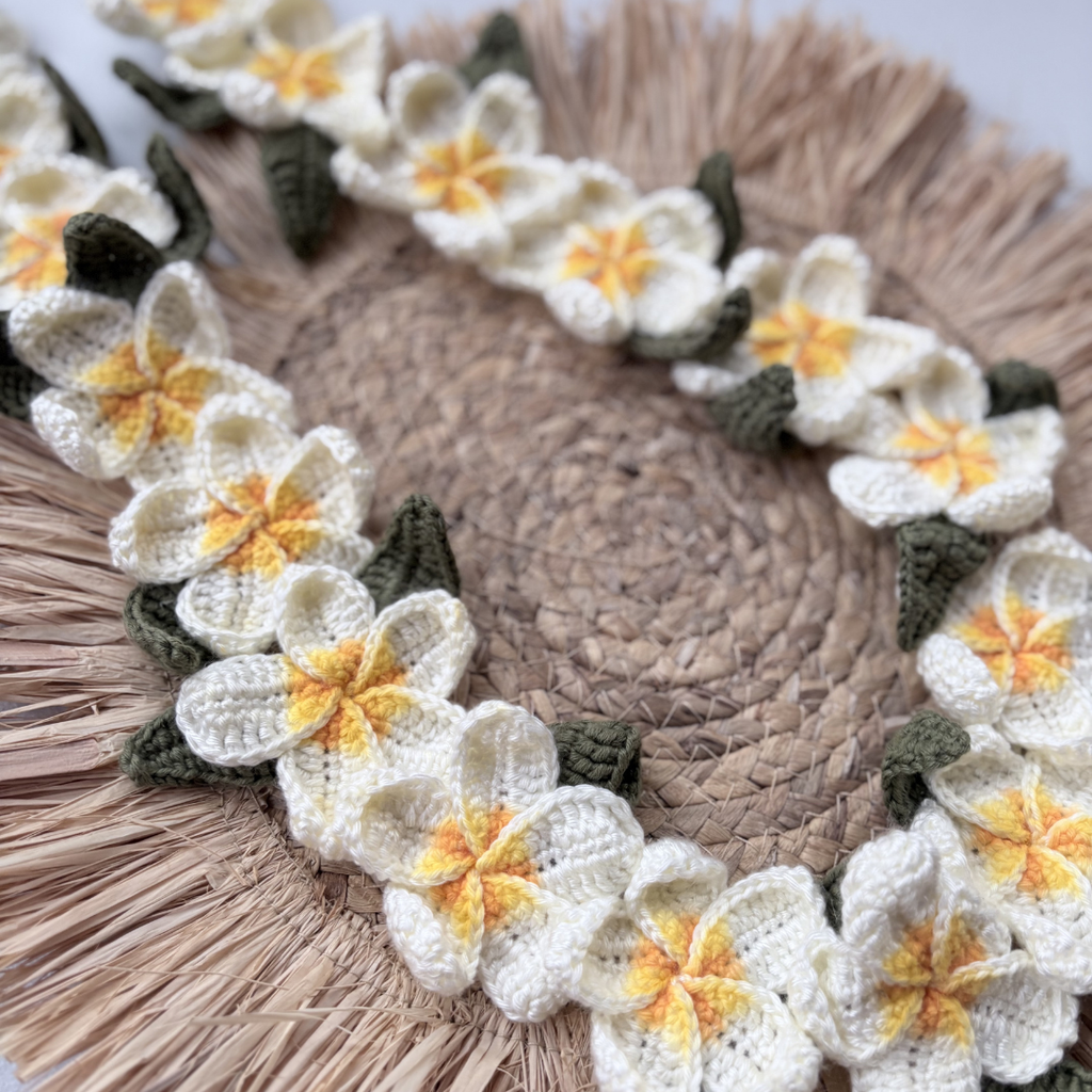 Yellow Crochet Plumeria Lei