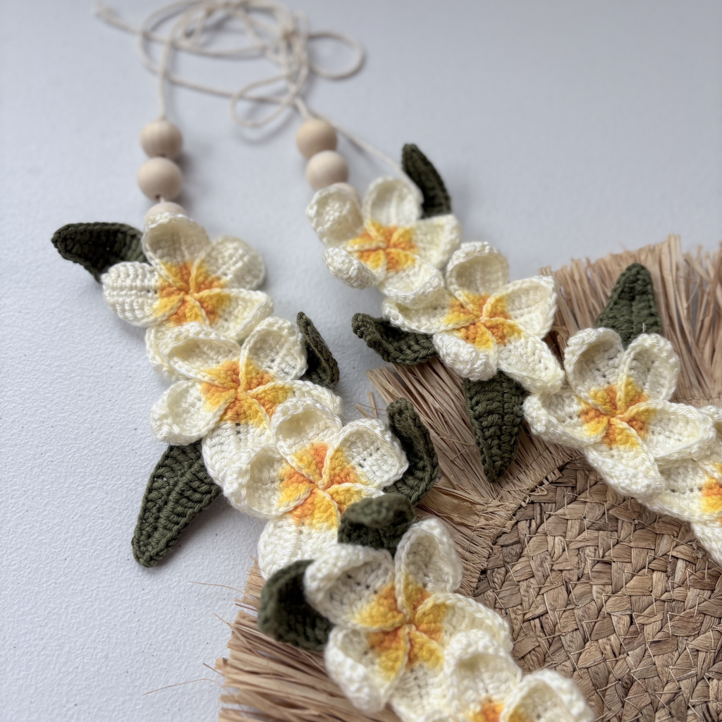Yellow Crochet Plumeria Lei