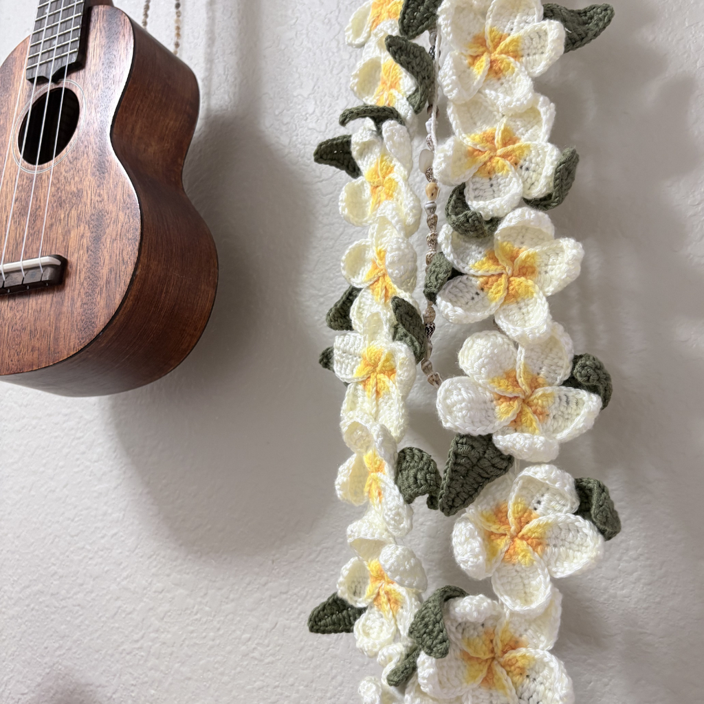 Yellow Crochet Plumeria Lei