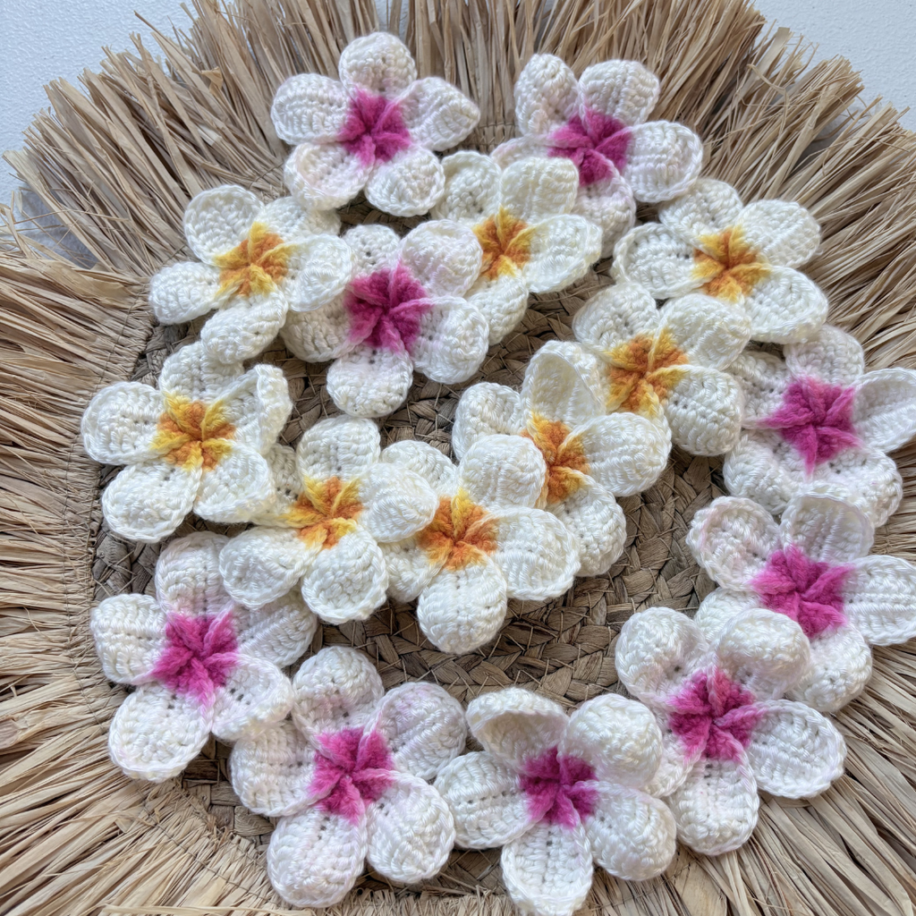 Mixed Yellow & Pink Crochet Plumeria Lei