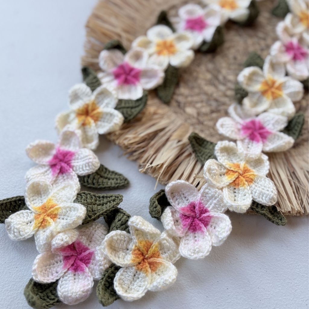 Mixed Yellow & Pink Crochet Plumeria Lei