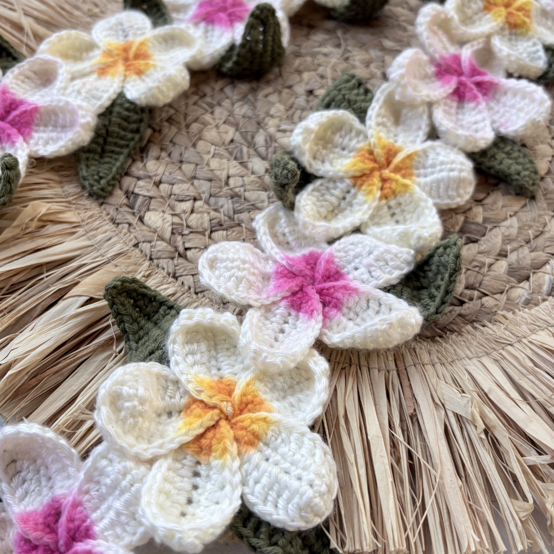 Mixed Yellow & Pink Crochet Plumeria Lei