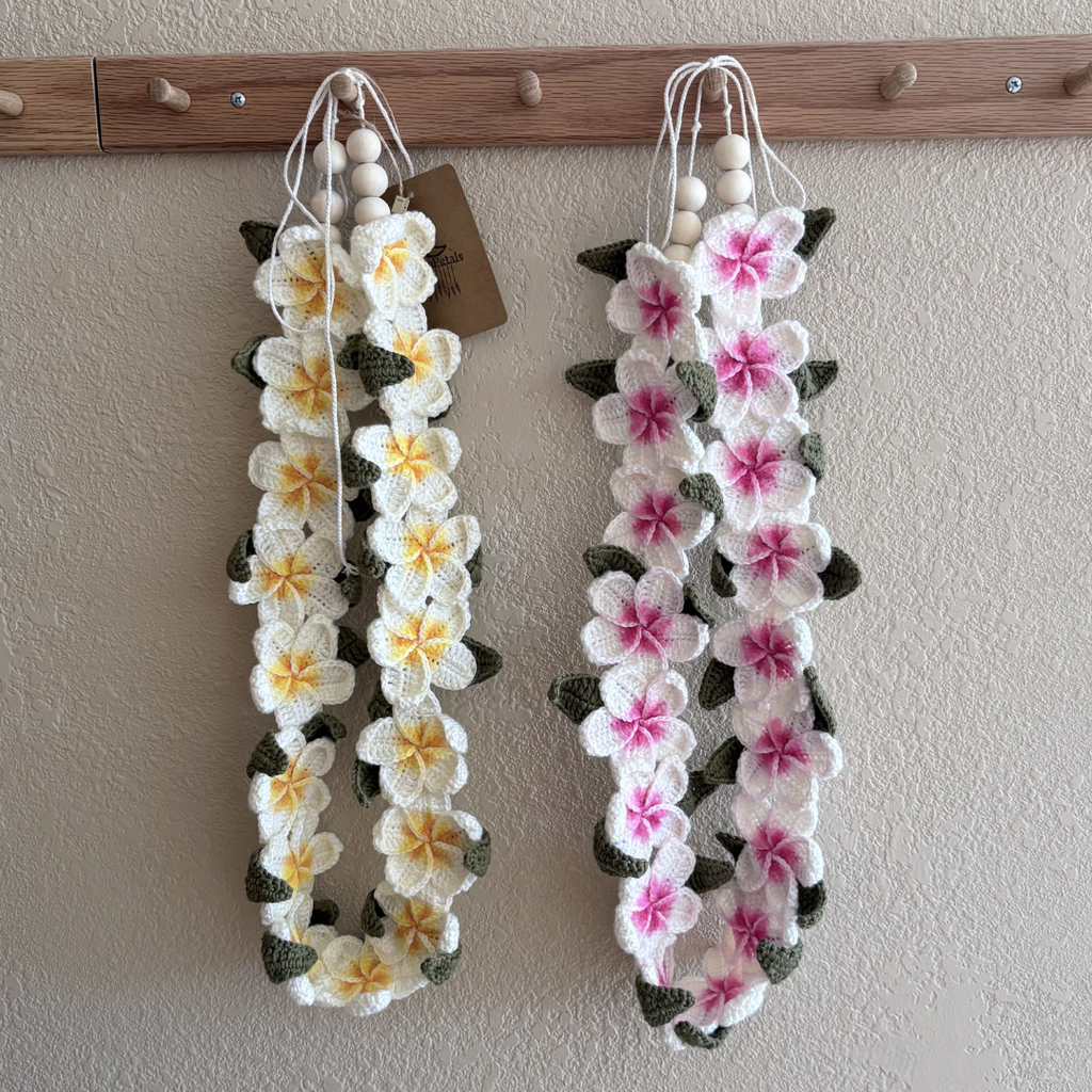 Pink Crochet Plumeria Lei