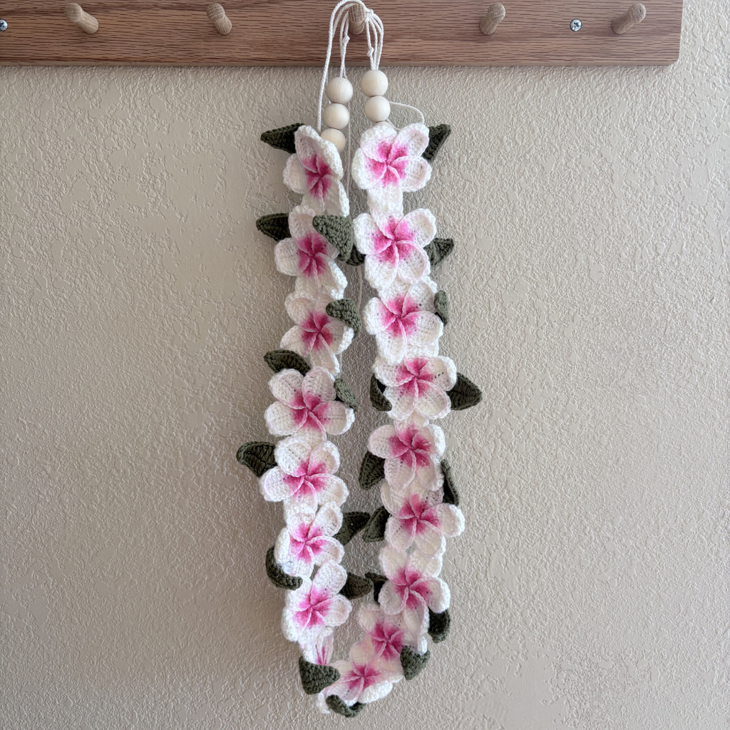 Pink Crochet Plumeria Lei