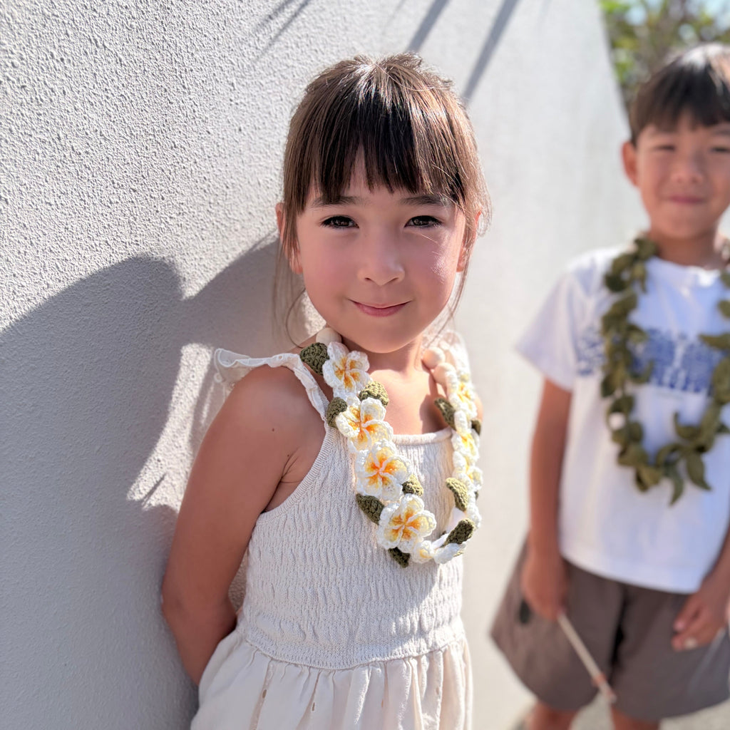 子ども用　かぎ針編みプルメリアレイ